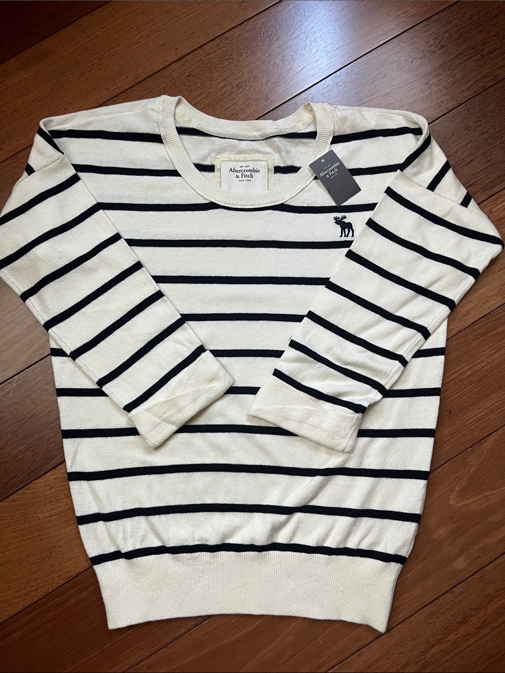 NWT Y2K Abercrombie Moose Logo Striped Sweater